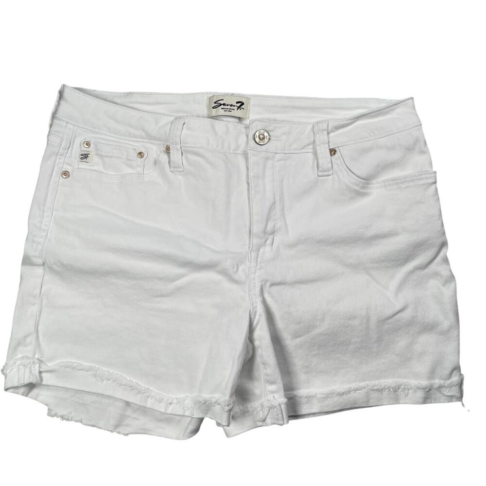 Lot of 2 Seven7 Shorts Womens 10 Blue White Cut-off Denim White Blue - Picture 2 of 11